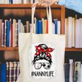 Bleached Nanny Life Soccer Messy Bun Baseball Game Day Canvas Tote Bag