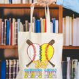 Bonus Mom Of Both Half Baseball Softball Ice Cream Drip Canvas Tote Bag