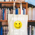 Boobies Make Me Smile Mardi Gras Raglan Baseball Tee Canvas Tote Bag
