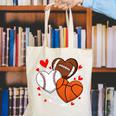 Cute Heart Baseball Basketball Football Valentine Boy Men Canvas Tote Bag