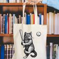 Cute Kitten Playing Baseball Hitter Bat Cool Baseball Cat Canvas Tote Bag