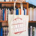 Hit Hard Run Fast Turn Left Baseball Fan Red Graphic Canvas Tote Bag