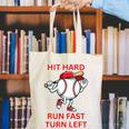 Hit Hard Run Fast Turn Left Baseball Player Premium Tri-Blend Canvas Tote Bag Hit Hard Run Fast Turn Left Baseball Player Premium Tri-Blend Canvas Tote Bag