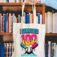 HUGvyn I Survived 100 Days Baseball Teacher Ice Cream Drip Canvas Tote Bag