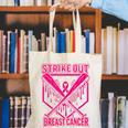 Strike Out Breast Cancer Baseball Ice Cream Drip Canvas Tote Bag