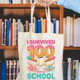I Survived 100 Days Of School Baseball Ice Cream Drip Canvas Tote Bag I Survived 100 Days Of School Baseball Ice Cream Drip Canvas Tote Bag
