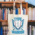 Type 1 Warrior Diabetes Awareness Baseball Enthusiasts Canvas Tote Bag