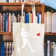 Valentines US Baseball Player Silhouette Heart Canvas Tote Bag
