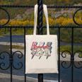 Baseball Mama Lightning Bolt Checkered Varsity Mother's Day Canvas Tote Bag