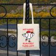 Hit Hard Run Fast Turn Left Baseball Player Premium Tri-Blend Canvas Tote Bag Hit Hard Run Fast Turn Left Baseball Player Premium Tri-Blend Canvas Tote Bag