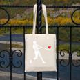 Valentines US Baseball Player Silhouette Heart Canvas Tote Bag