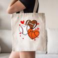 Cute Heart Baseball Basketball Football Valentine Boy Men Canvas Tote Bag