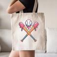 Dripping Pink Baseball Crossed Bats Summer Canvas Tote Bag