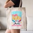 I Survived 100 Days Of School Baseball Drip Students Teacher Canvas Tote Bag