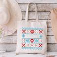 Baseball Catcher Ugly Christmas Sweater Pattern Sports Xmas Canvas Tote Bag Baseball Catcher Ugly Christmas Sweater Pattern Sports Xmas Canvas Tote Bag