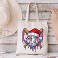 Baseball Christmas Santa Hat Baseball Christmas Drip Canvas Tote Bag