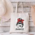 Bleached Nanny Life Soccer Messy Bun Baseball Game Day Canvas Tote Bag
