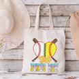 Bonus Mom Of Both Half Baseball Softball Ice Cream Drip Canvas Tote Bag