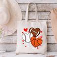 Cute Heart Baseball Basketball Football Valentine Boy Men Canvas Tote Bag