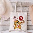 Dabbing Cool Cat Baseball 5th Birthday Canvas Tote Bag