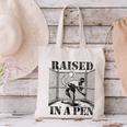 Raised In a Pen Baseball Pitcher Saying Bullpen Canvas Tote Bag