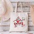 Santa Playing Baseball Catcher Merry Christmas Sport Player Canvas Tote Bag