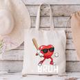 Valentines Bruh Red Heart Playing Baseball Men Boys Kids Canvas Tote Bag