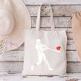 Valentines US Baseball Player Silhouette Heart Canvas Tote Bag
