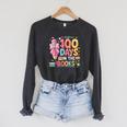 100th Day Of School Teacher Floral 100 Days In The Books Raglan Sleeve Sweatshirt Dark Grey Heather