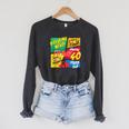 40 Years Old Birthday Comic Style Book Lover Party Raglan Sleeve Sweatshirt Dark Grey Heather