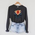 8th Birthday Comic Book Superhero Born In 2017 Raglan Sleeve Sweatshirt Dark Grey Heather