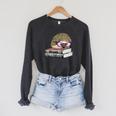 Adorable Hedgehog Book Nerd Tee Shirt Raglan Sleeve Sweatshirt Dark Grey Heather