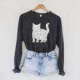 Adult Coloring Book CAT Mandala Flowers T-Shirt Raglan Sleeve Sweatshirt Dark Grey Heather