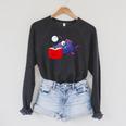 Anglerfish Reading Book Raglan Sleeve Sweatshirt Dark Grey Heather