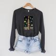 Astrologist Sitting On The Tower Of Stacked Up Books Starry Raglan Sleeve Sweatshirt Dark Grey Heather