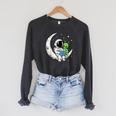 Astronaut Alien Reading Book Moon Space Raglan Sleeve Sweatshirt Dark Grey Heather