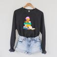 Axolotl Reading Book Bookworm Book Lover Girls Boys Raglan Sleeve Sweatshirt Dark Grey Heather