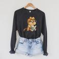Baby Crocodile Small Book Reading Reptile Graphic Portrait Raglan Sleeve Sweatshirt Dark Grey Heather