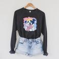 Baby Goat Small Book Reading Animal Lover Graphic Portrait Comfort Colors Crop Top Raglan Sleeve Sweatshirt Dark Grey Heather