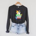Back To School Kawaii Cat School Books Homework For Men Women Kids Raglan Sleeve Sweatshirt Dark Grey Heather