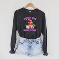 Best Teacher Grandma Gnome With Books For Teacher Mom Saying Raglan Sleeve Sweatshirt Dark Grey Heather