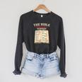 The Bible Book Of Emergency Numbers Religious Christian Raglan Sleeve Sweatshirt Dark Grey Heather