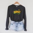 BOING Pop Art Comic Book Speech Bubbles Street Graffiti Art Raglan Sleeve Sweatshirt Dark Grey Heather