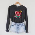 Book Coffee Valentines Cute Heart Lover Women Girl Raglan Sleeve Sweatshirt Dark Grey Heather