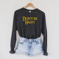 Book Don't Be Hasty Raglan Sleeve Sweatshirt Dark Grey Heather