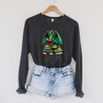 Book Dragon Reading Books Raglan Sleeve Sweatshirt Dark Grey Heather