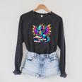 Book Dragon Reading Raglan Sleeve Sweatshirt Dark Grey Heather