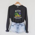 Book Dragon Smart Readers Raglan Sleeve Sweatshirt Dark Grey Heather