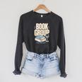 Book Group Reader Club Crew Cozy Nights Book Club Raglan Sleeve Sweatshirt Dark Grey Heather
