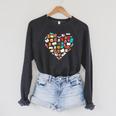 Book Lover Heart Shape Reading Club Librarian Bookworm Premium Tri-Blend Raglan Sleeve Sweatshirt Dark Grey Heather